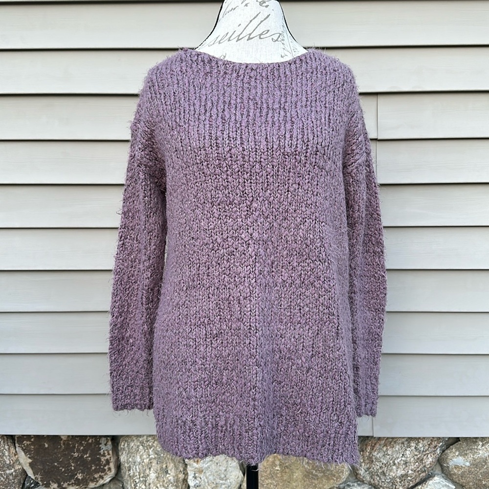 SIMPLY Noelle Chunky Eyelash Knit Tunic Sweater - Mauve